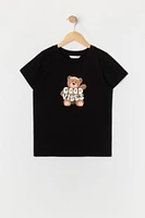 Girls Good Vibes Teddy Graphic T-Shirt