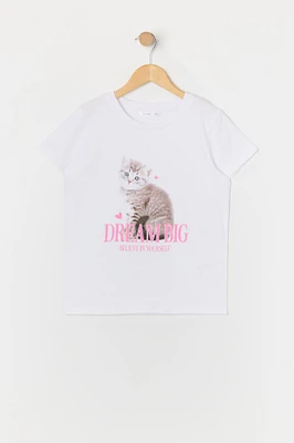 Girls Dream Big Kitty Graphic T-Shirt