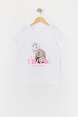 T-shirt à imprimé Dream Big Kitty pour fille