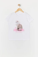 T-shirt à imprimé Dream Big Kitty pour fille