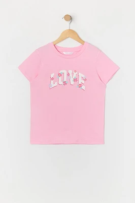 T-shirt à imprimé Floral Love pour fille