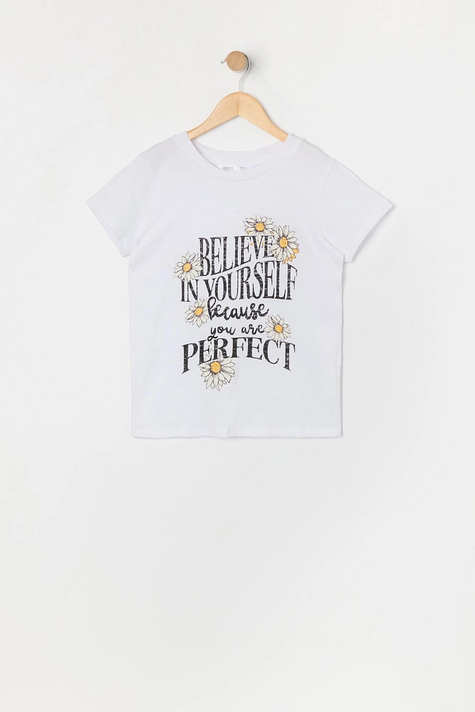 T-shirt à imprimé Believe Yourself pour fille