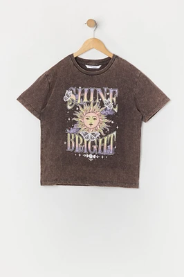 T-shirt délavé à imprimé Shine Bright pour fille