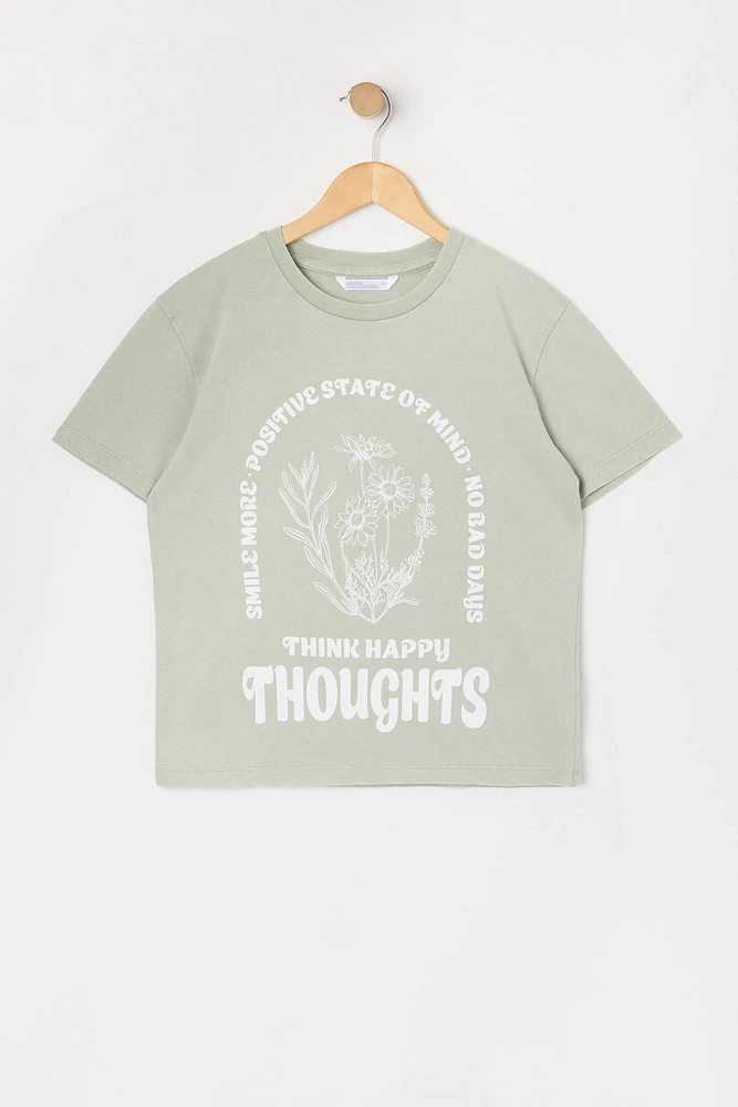 Girls Happy Thoughts Graphic T-Shirt