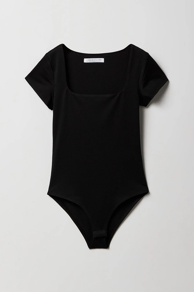 Girls Double Layered Square Neck Bodysuit