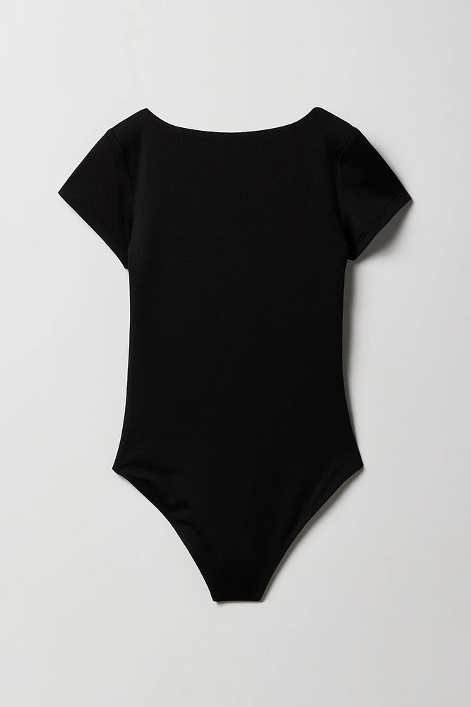 Girls Double Layered Square Neck Bodysuit