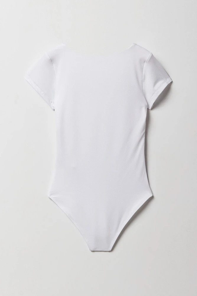 Maillot doublé avec encolure carrée pour fille