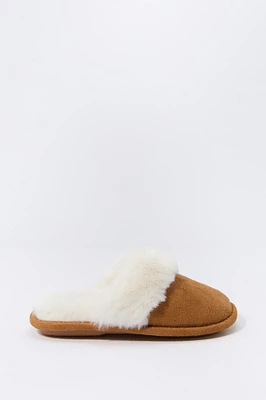 Girls Faux Fur Collared Slipper