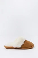 Girls Faux Fur Collared Slipper