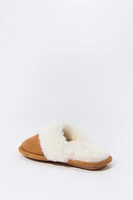 Girls Faux Fur Collared Slipper