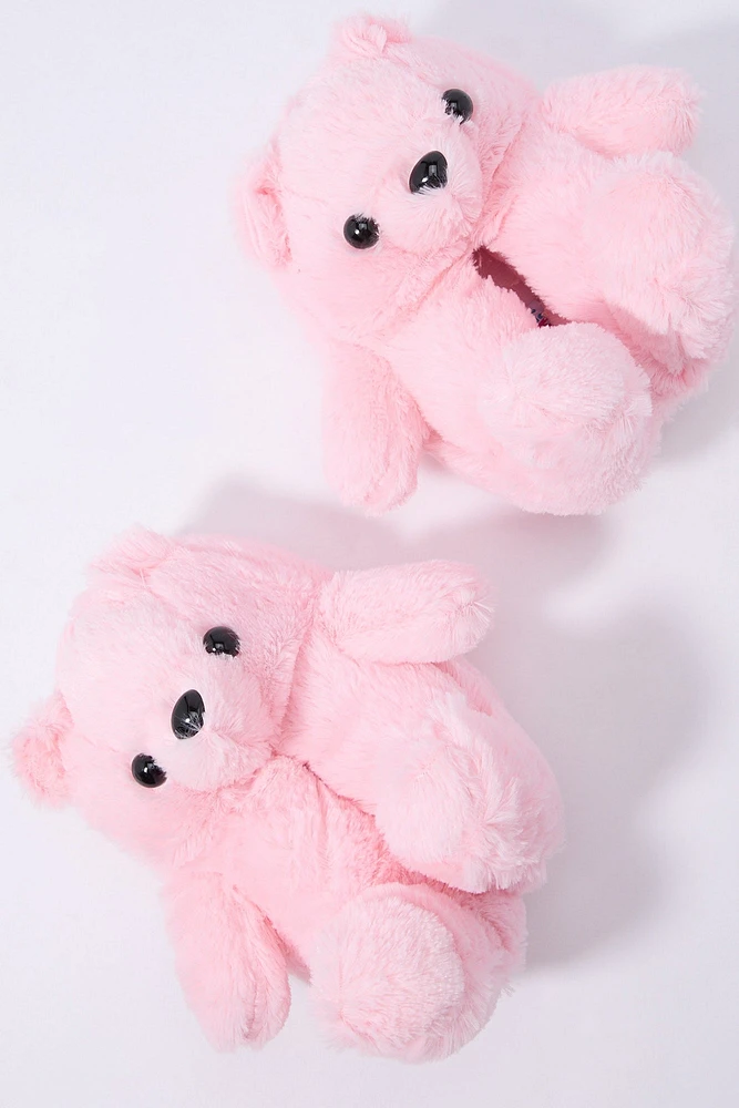 Pantoufles en peluche Ours 3D pour fille