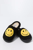 Girls Happy Face Faux-Fur Slipper