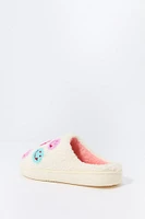 Girls Smiley Faces Faux-Fur Slipper