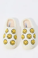 Pantoufles en similifourrure à imprimé Smiley Faces pour fille