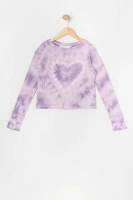 Girls Tie Dye Heart Long Sleeve Top