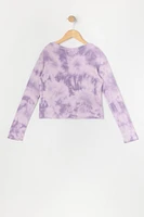 Girls Tie Dye Heart Long Sleeve Top