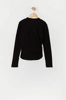 Girls Ribbed Knit Mock Neck Long Sleeve Top