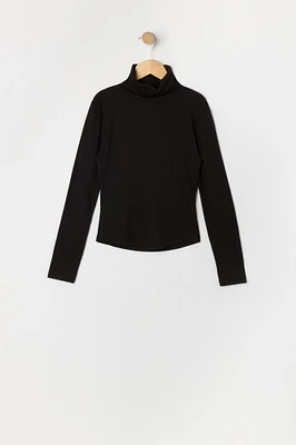 Girls Ribbed Turtleneck Long Sleeve Top