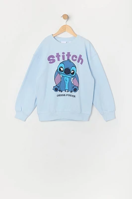 Chandail en molleton à imprimé Stitch Ohana Forever pour fille