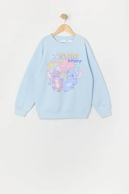 Girls Stitch and Angel Star Stuff Graphic Fleece Sweatshirt