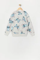 Girls Stitch Print Fleece Sweatshirt