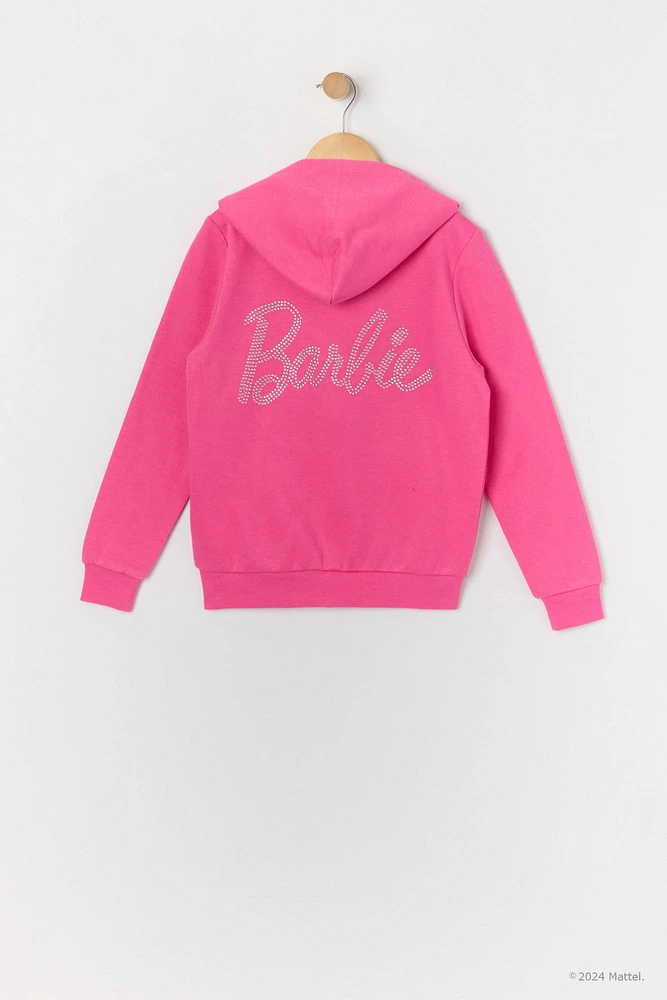 Barbie™ Girls Rhinestone Fleece Zip-Up Hoodie