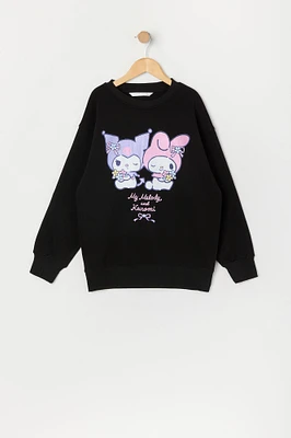 Girls My Melody and Kuromi Graphic Fleece Sweatshirt