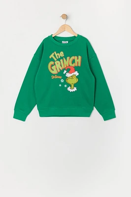 Jogger en molleton avec motif brodé The Grinch pour fille