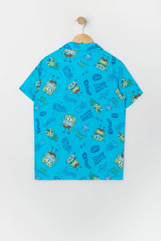 Boys SpongeBob Print Button-Up Top