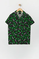 Boys Minecraft Print Button-Up Top