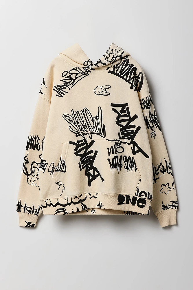Kids Graffiti Print Fleece Hoodie