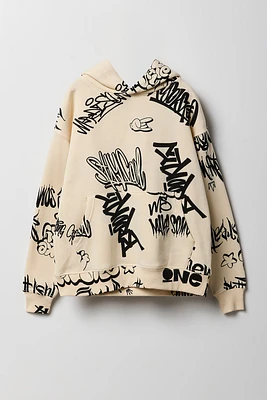 Kids Graffiti Print Fleece Hoodie