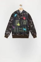 Boys Camo Man Print Full Zip Hoodie