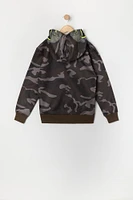 Boys Camo Man Print Full Zip Hoodie