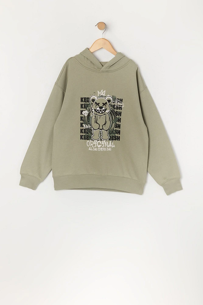 Boys Original Bear Graphic Fleece Hoodie