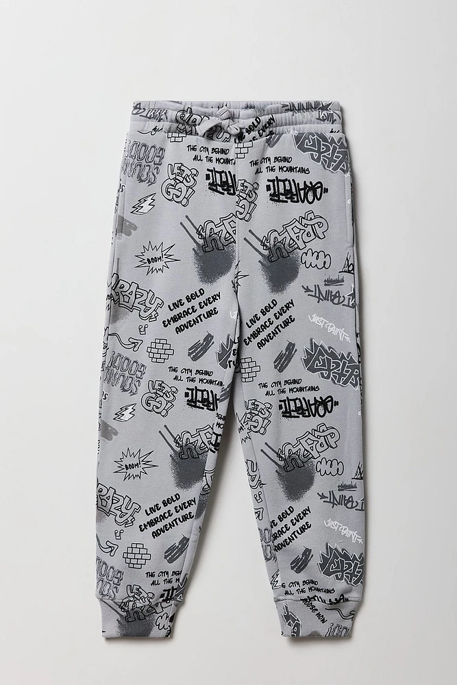 Kids Graffiti Skate Print Fleece Jogger