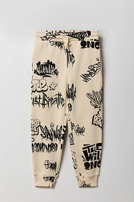 Kids Graffiti Print Fleece Jogger