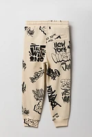 Kids Graffiti Print Fleece Jogger