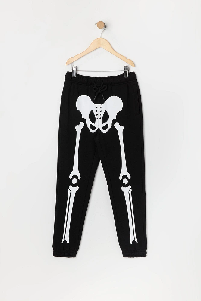 Boys Skeleton Print Fleece Jogger