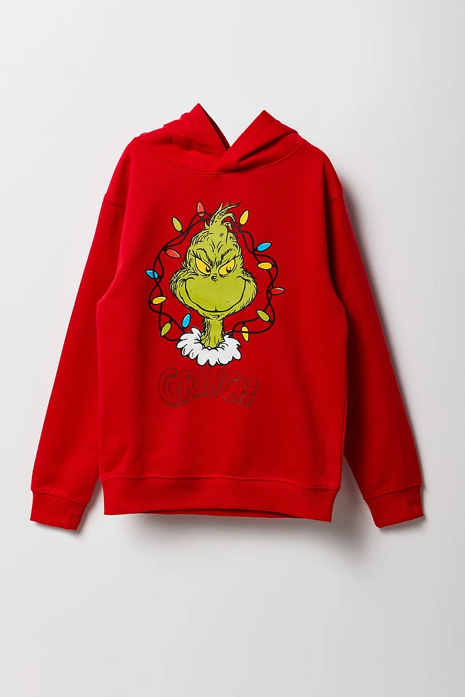 Haut à capuchon de Noël imprimé Grinch pour garçon