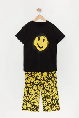 Boys Smiley Graphic 2 Piece Pajama Set