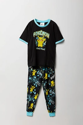 Boys Pikachu T-Shirt & Plush Pajama Pant 2 Piece Set