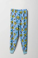 Ensemble-pyjama deux piÃ¨ces t-shirt Ã  imprimÃ© Pikachu et pantalon pelucheux pour garÃ§ons