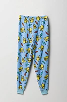 Ensemble-pyjama deux pièces t-shirt à imprimé Pikachu et pantalon pelucheux pour garçons