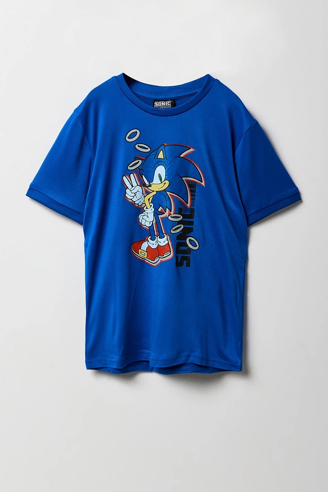 Ensemble-pyjama deux piÃ¨ces t-shirt Ã  imprimÃ© Sonic et pantalon pelucheux pour garÃ§ons