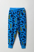 Pantalon de pyjama en peluche bleu à imprimé Batman pour garçon