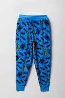 Pantalon de pyjama en peluche bleu à imprimé Batman pour garçon