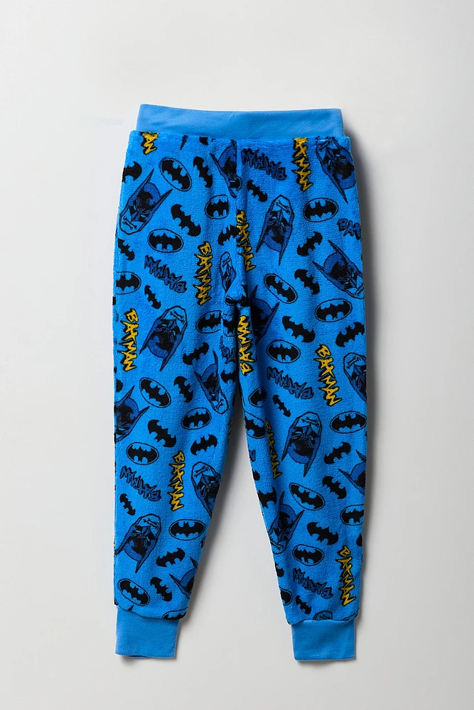 Boys Blue Batman Print Plush Pajama Pant