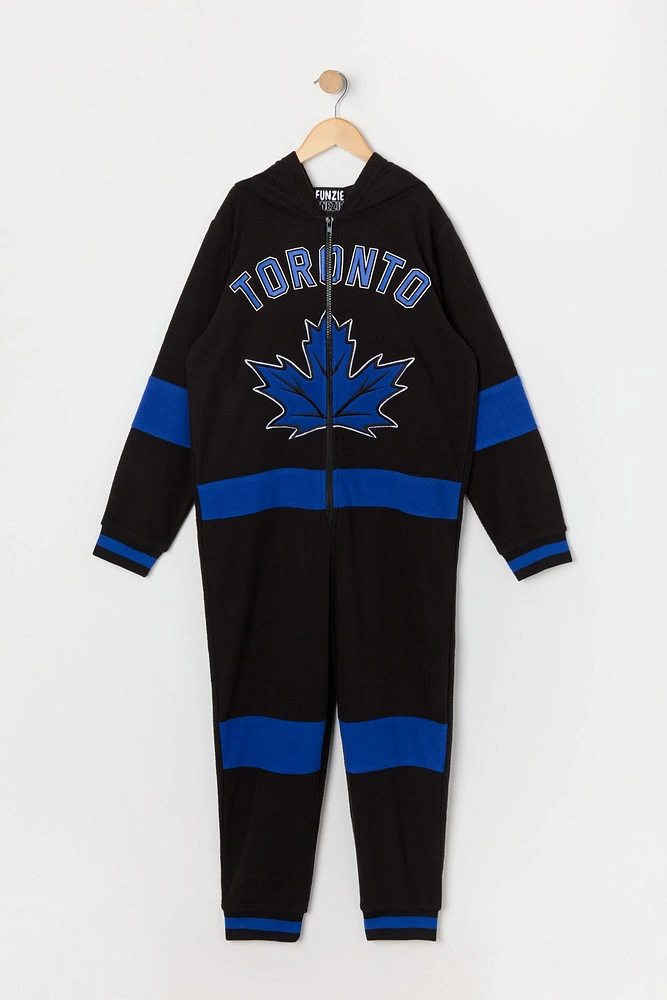 Combinaison en peluche Ã  imprimÃ© Toronto Maple Leafs pour jeune