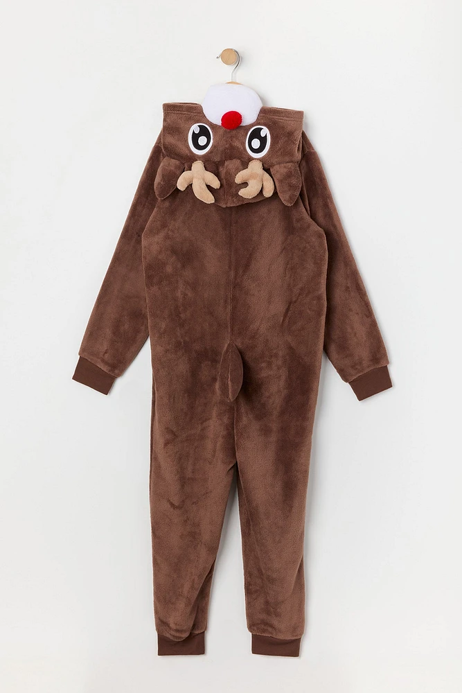 Combinaison en peluche Rudolph 3D pour jeune